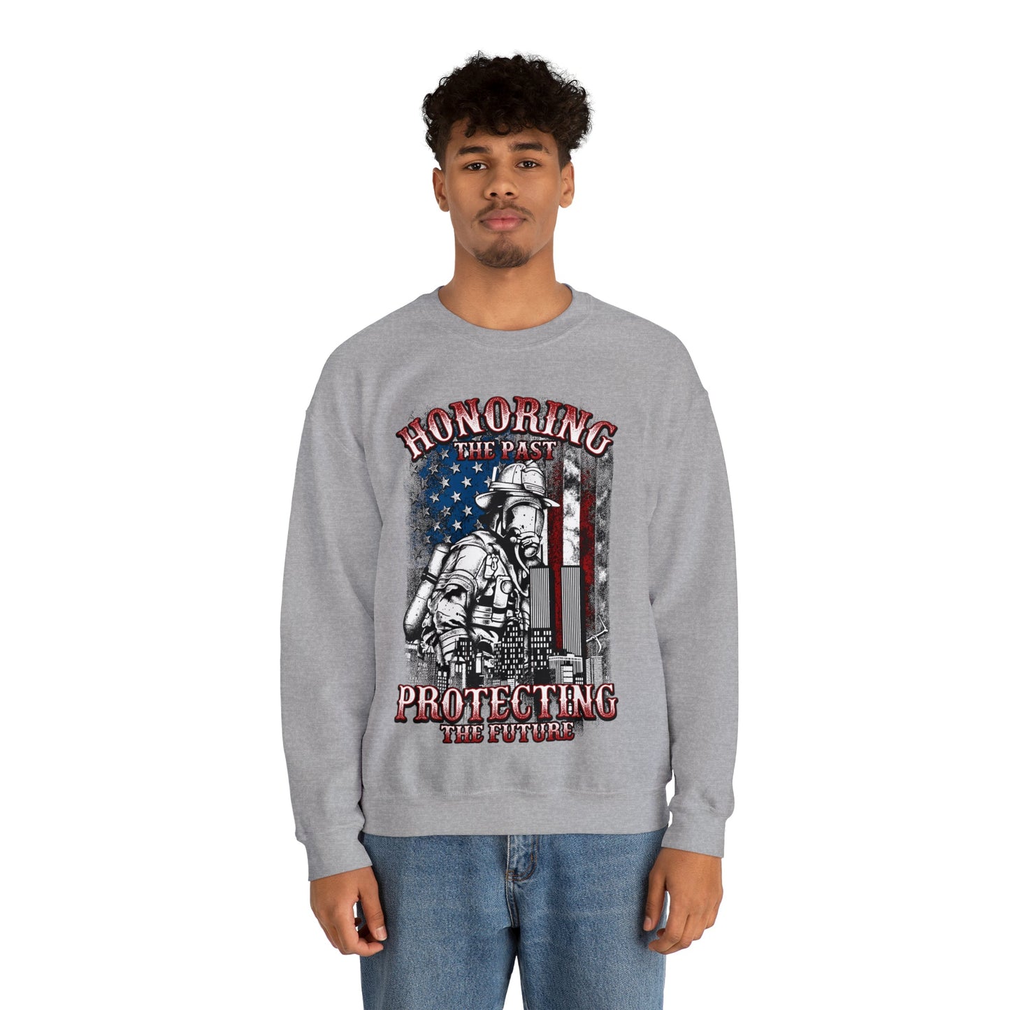 Firefighter Honoring and Protecting Heavy Blend™ Crewneck Sweatshirt