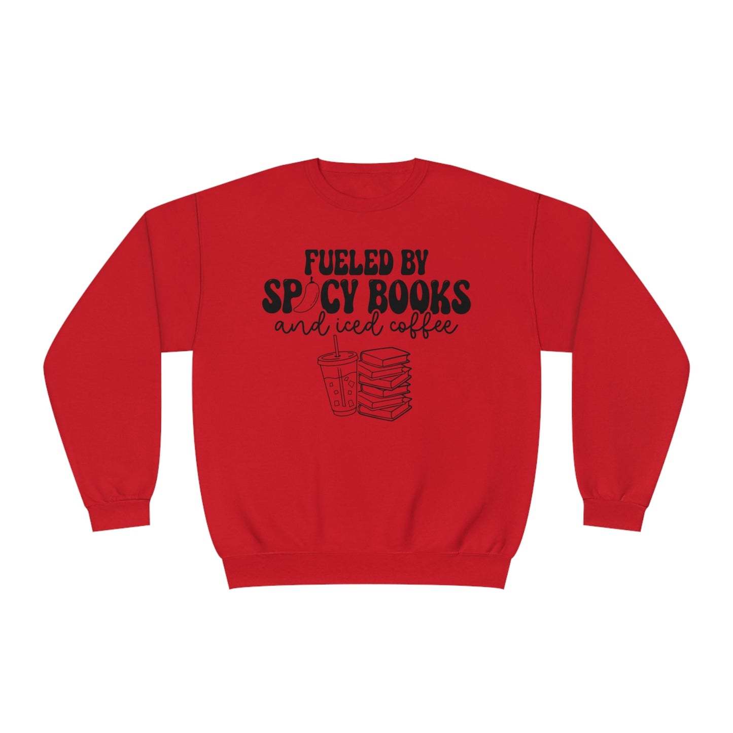 Fueled by Spicy Books and Iced Coffee NuBlend® Crewneck Sweatshirt