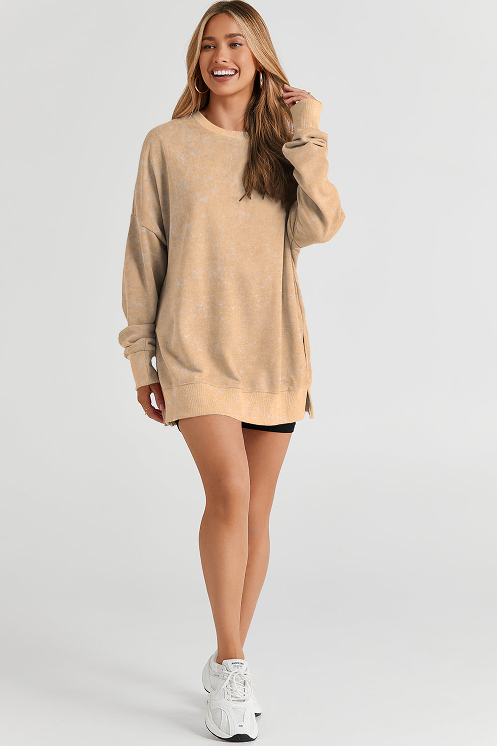 Pink Drop Shoulder Ribbed Trim Oversized Sweatshirt