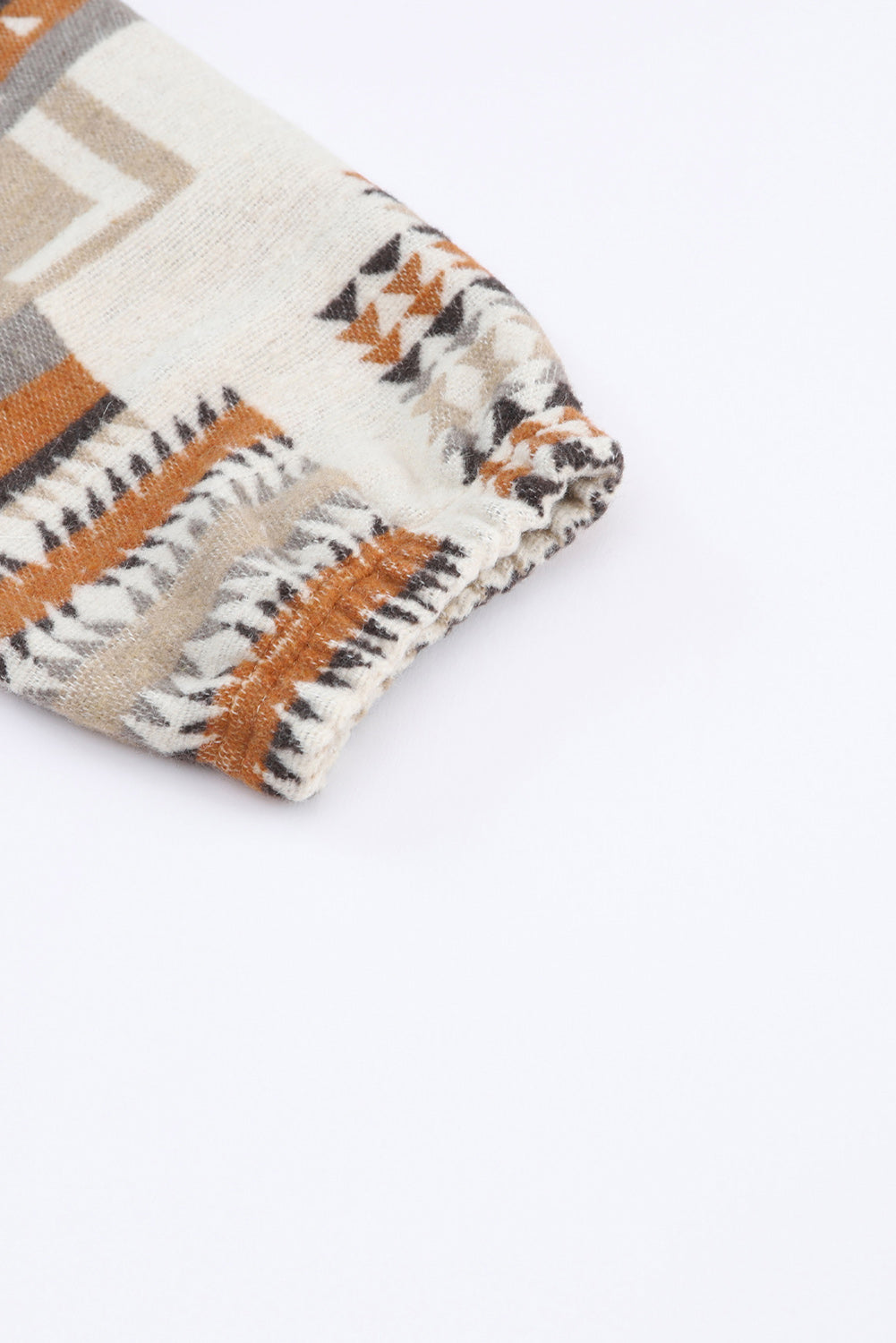 Beige Aztec Print Kangaroo Pockets Plus Size Hoodie